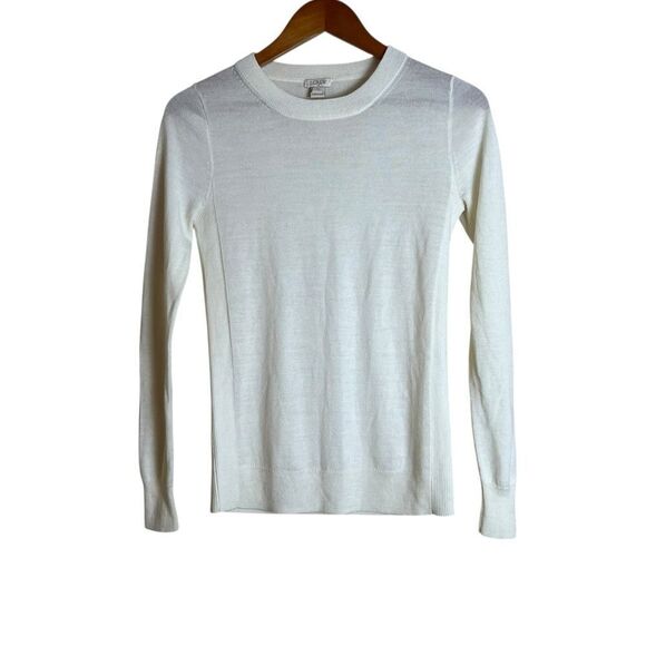 J. Crew off white crew neck knit sweater. Size xs - Picture 1 of 5